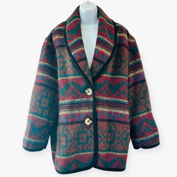 JOFELD Vintage Wool Aztec Southwest Navajo Blanket Jacket Size M - Picture 2 of 12